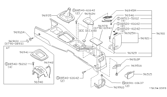 1991 Infiniti G20 Boot-Console Diagram for 96935-62J00
