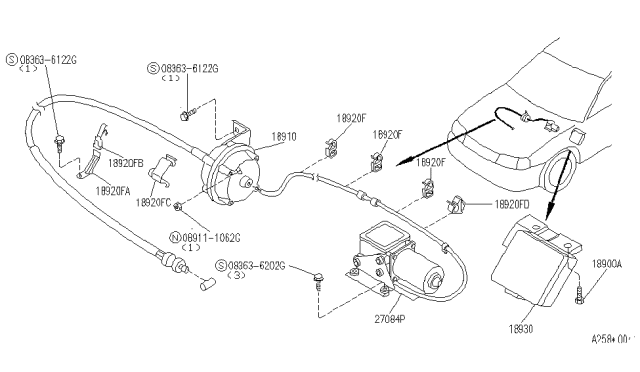 1994 Infiniti G20 Clamp-Cable Diagram for 18225-89901