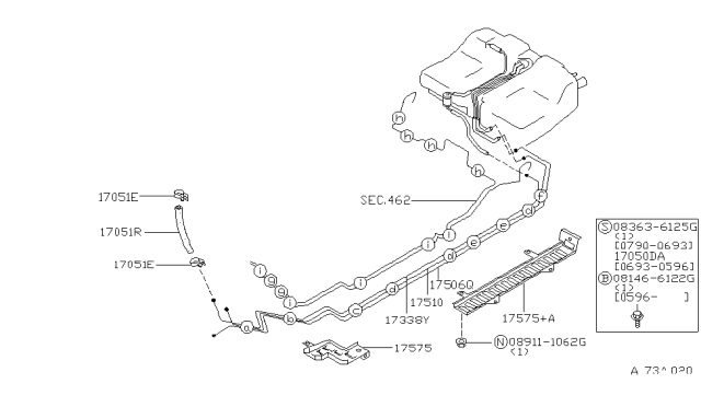 1993 Infiniti G20 Protector-Fuel Tube Diagram for 17575-50J00