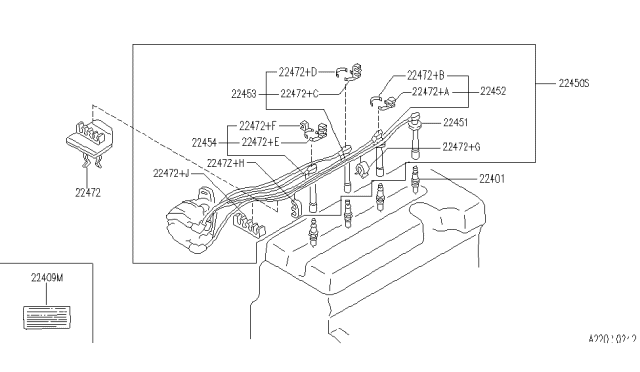 1996 Infiniti G20 Clamp-High Tension Cable Diagram for 22472-0M800
