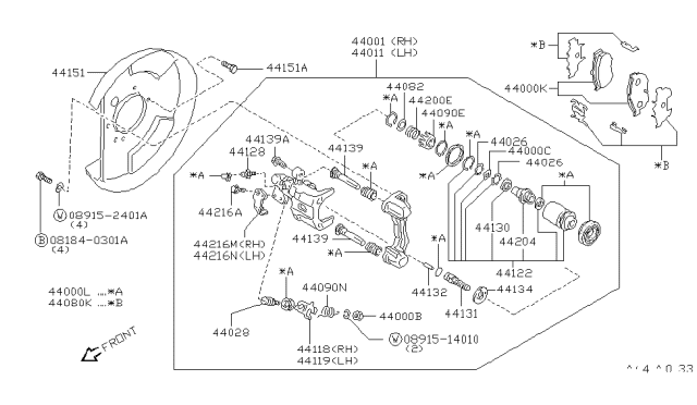 1993 Infiniti G20 Guide-Adjust Cable,RH Diagram for 44195-64J00