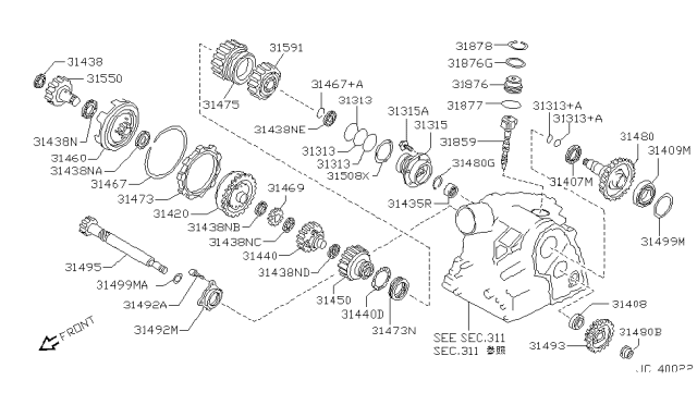 1994 Infiniti G20 Shim-Adjust,Idler Gear Diagram for 31438-31X09