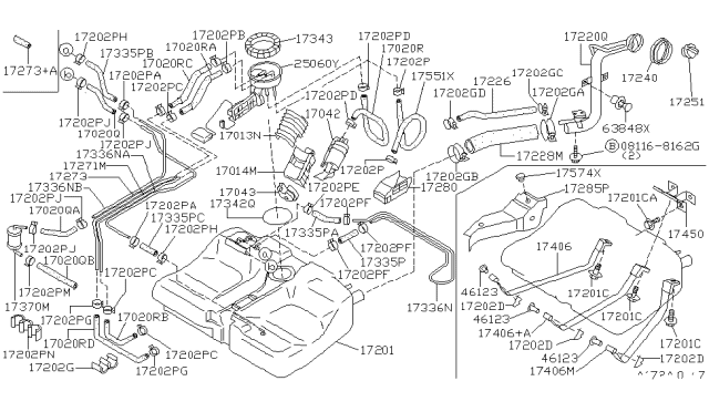 1991 Infiniti G20 Filler Cap Assembly Diagram for 17251-79910