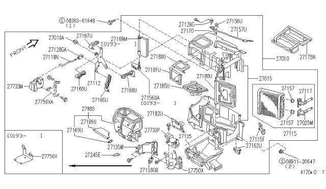 1993 Infiniti G20 Duct Assembly-Vent Diagram for 27135-62J61