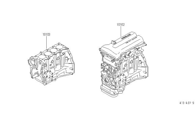 1991 Infiniti G20 Engine Assy-Short Diagram for 10103-64YM0