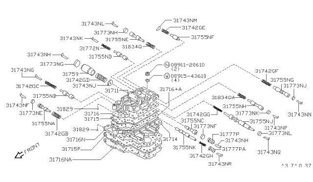 1993 Infiniti G20 Valve-Spool Diagram for 31772-80X19