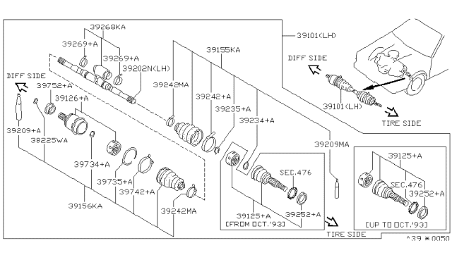 1994 Infiniti G20 Ring-Snap,B Diagram for 39708-64Y00