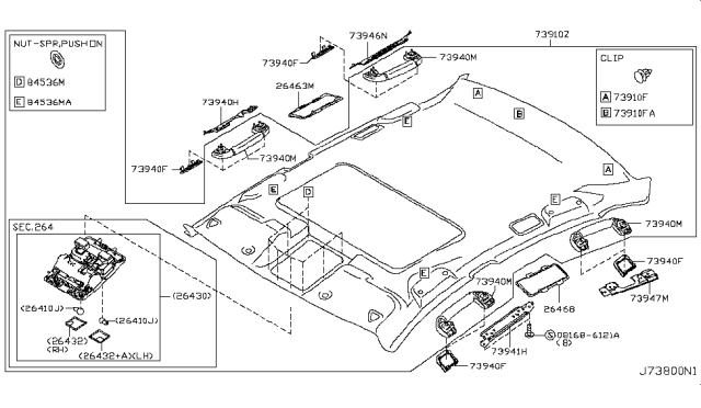 2007 Infiniti M45 Roof Trimming Diagram 1