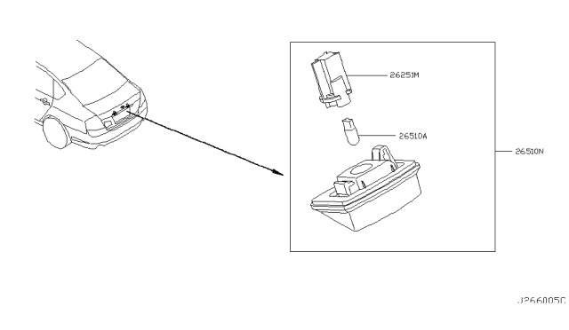 2007 Infiniti M35 Lamp Assembly-Licence Plate Diagram for 26510-EG000