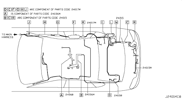 2006 Infiniti M35 Harness Roof Diagram for 24068-EH20A
