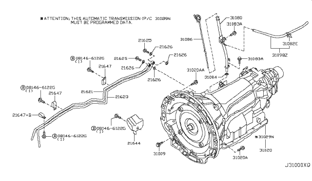 2007 Infiniti M45 Auto Transmission,Transaxle & Fitting Diagram 2
