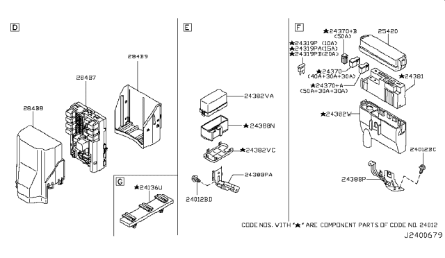 2009 Infiniti M35 Bracket-Relay Box Diagram for 24388-EH100