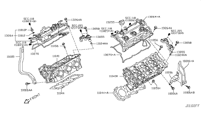 2008 Infiniti M45 Bolt-Cylinder Head Diagram for 11056-AR001