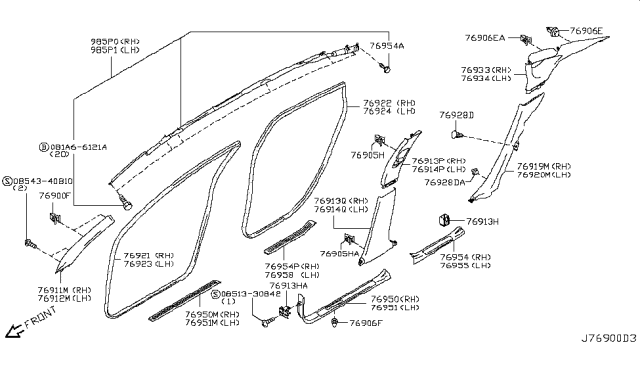 2007 Infiniti M45 Body Side Trimming Diagram 2