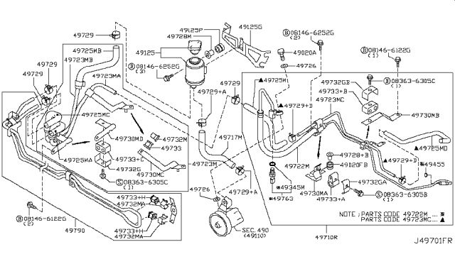 2007 Infiniti M45 Power Steering Piping Diagram 4
