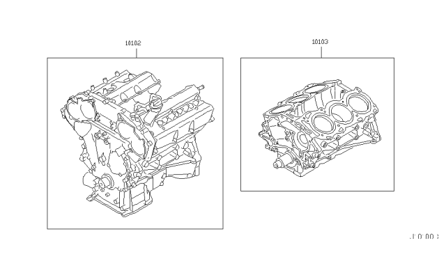 2007 Infiniti M45 Bare & Short Engine Diagram 2