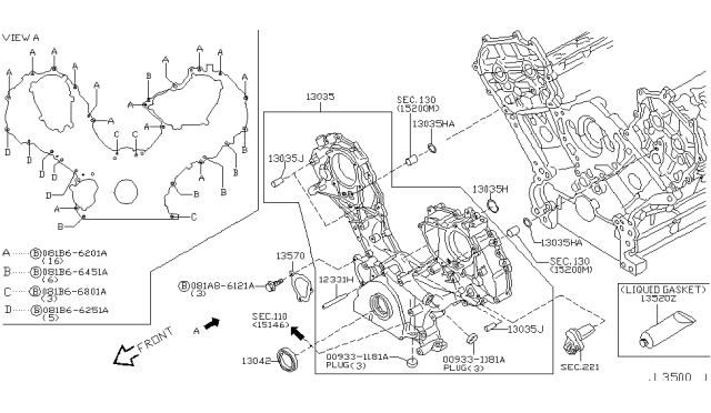 2010 Infiniti M35 Front Cover,Vacuum Pump & Fitting Diagram 1