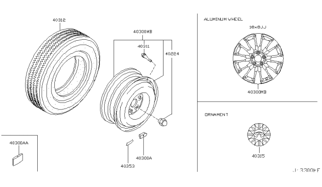 2006 Infiniti M45 Road Wheel & Tire Diagram 1
