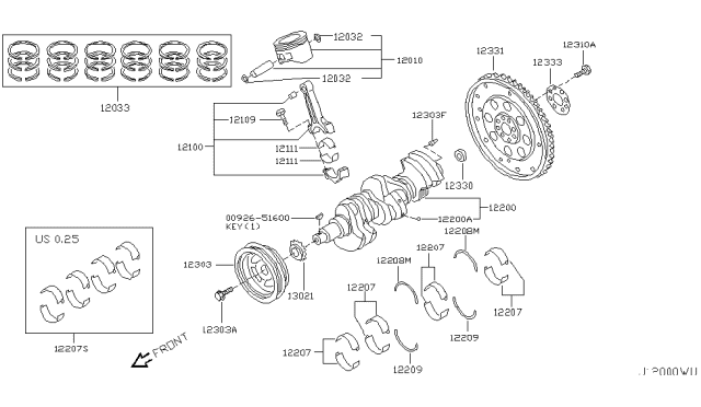 2008 Infiniti M35 Piston,Crankshaft & Flywheel Diagram 2