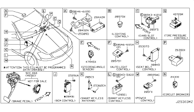 2008 Infiniti M45 Control Assembly-Seat Belt Diagram for 98845-EH100