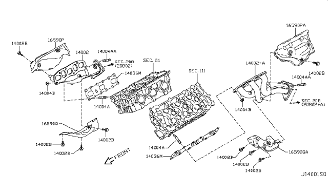 2008 Infiniti M35 Manifold Assy-Exhaust Diagram for 14002-AM612