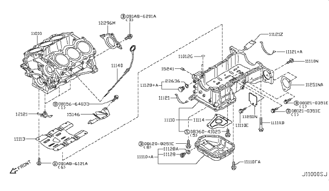 2009 Infiniti M35 Cylinder Block & Oil Pan Diagram 3
