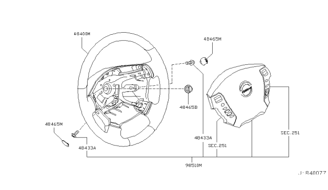 2007 Infiniti M35 Steering Wheel Assembly Without Pad Diagram for 48430-EH201
