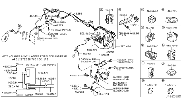 2009 Infiniti M35 Brake Piping & Control Diagram 6