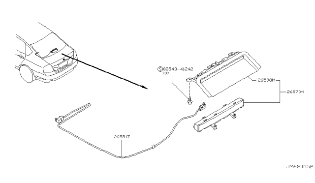 2010 Infiniti M35 Lamp Assembly-Stop,High Mounting Diagram for 26590-EG001