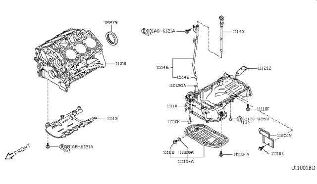 2009 Infiniti M35 Cylinder Block & Oil Pan Diagram 1
