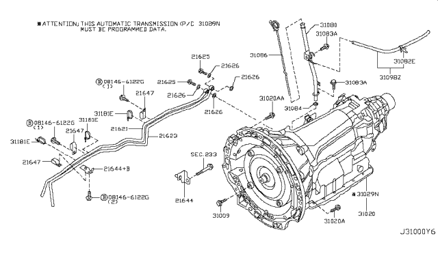 2009 Infiniti M35 Auto Transmission,Transaxle & Fitting Diagram 2