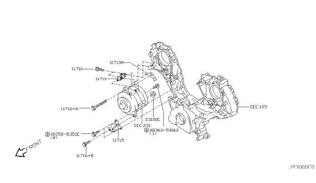 2009 Infiniti M45 Alternator Fitting Diagram 1