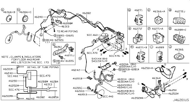 2008 Infiniti M35 Brake Piping & Control Diagram 7