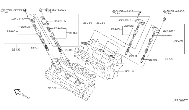 2009 Infiniti M35 Ignition Coil Assembly Diagram for 22448-JA10C