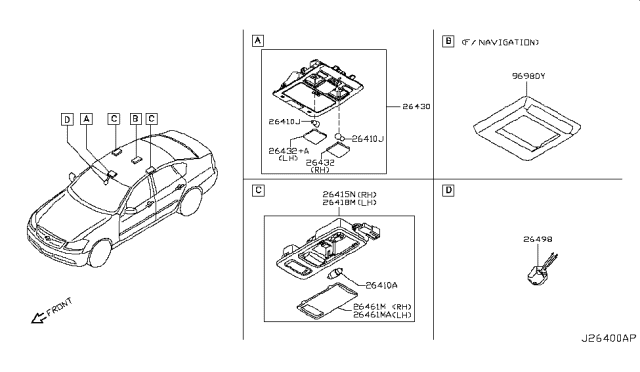 2010 Infiniti M45 Console Assembly-Roof Diagram for 96980-EG000