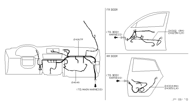 2010 Infiniti M35 Harness Assembly-Door,Front R Diagram for 24124-EH100