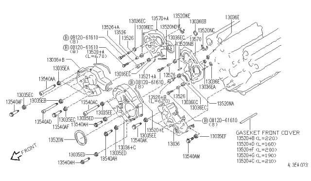 1995 Infiniti J30 Gasket-Front Cover Diagram for 13520-30P01