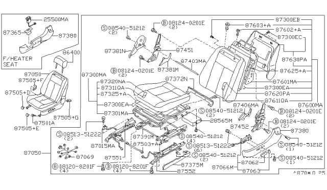 1993 Infiniti J30 Front Seat Switch Assembly, Left Diagram for 87066-10Y01