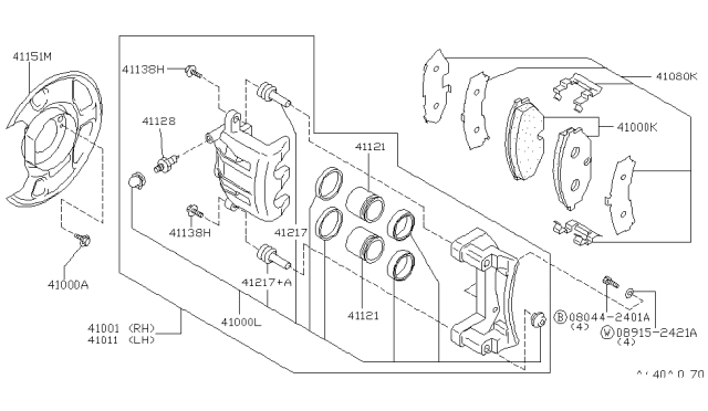 1996 Infiniti J30 Piston-Cylinder Diagram for 41121-05N00