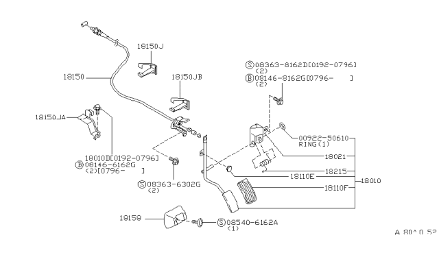 1994 Infiniti J30 Pad-Accelerator Pedal Diagram for 18016-89916