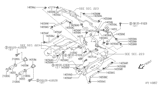 1996 Infiniti J30 Clamp HOSE. Diagram for 16439-56S00