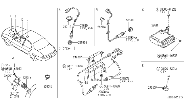 1996 Infiniti J30 Remanufactured Electronic Control Module Diagram for 23710-18Y00