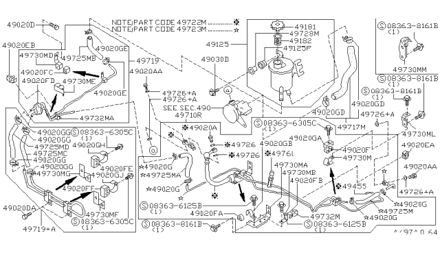1997 Infiniti J30 Switch-PRESSRE Diagram for 49761-V5400