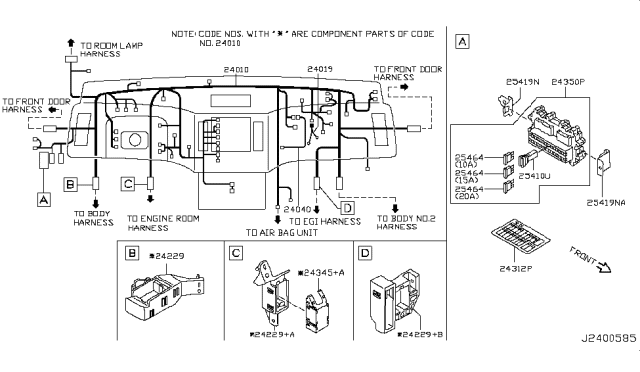 2005 Infiniti FX45 Harness-Main Diagram for 24010-CL74A