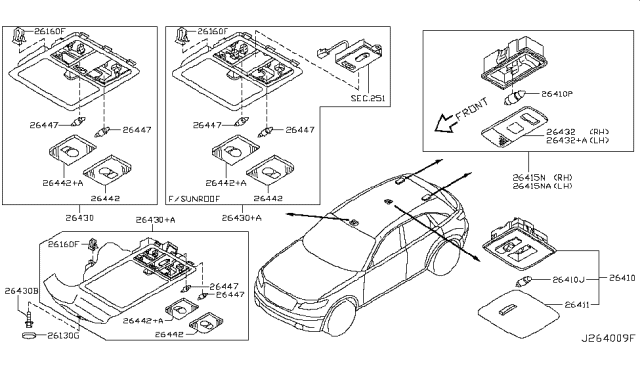 2007 Infiniti FX35 Lamp Assembly-Room Diagram for 26410-7W000