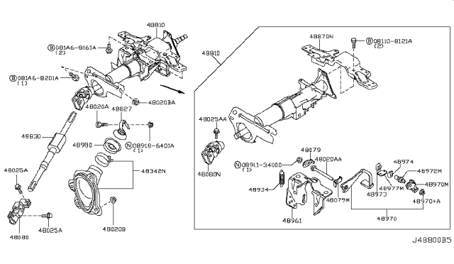 2003 Infiniti FX35 Joint Assembly-Steering,Lower Diagram for 48080-CG000