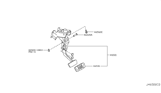 2007 Infiniti FX45 Brake & Clutch Pedal Diagram 1