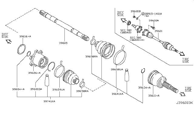 2008 Infiniti FX45 Joint Assembly Inner Diagram for 39711-AR402