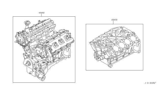 2007 Infiniti FX35 Bare & Short Engine Diagram 1