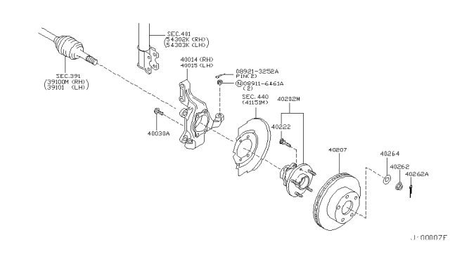 2008 Infiniti FX35 Road Wheel Hub Assembly, Front Diagram for 40202-CG01B